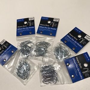 ☃️☃️NWT 5 Sets of Heavy Duty Offset Pin-On Hooks, 1.3/8”